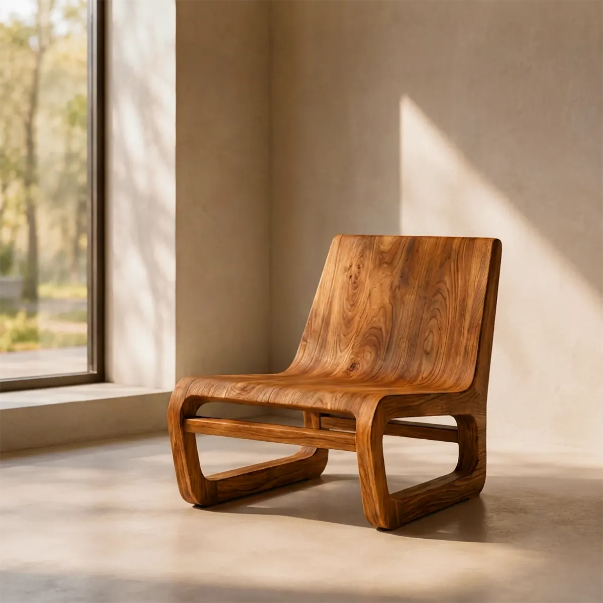 Sculptural Curved Lounge Chair | Modern Organic Low Profile Accent Chair