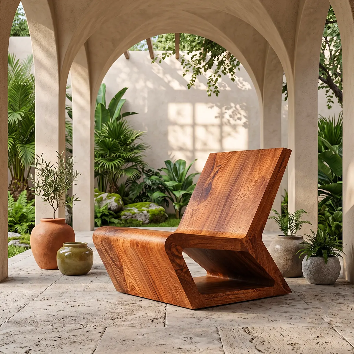 Sculptural Armless Lounge Chair | Modern Curved Accent Chair for Living Room & Reading Space
