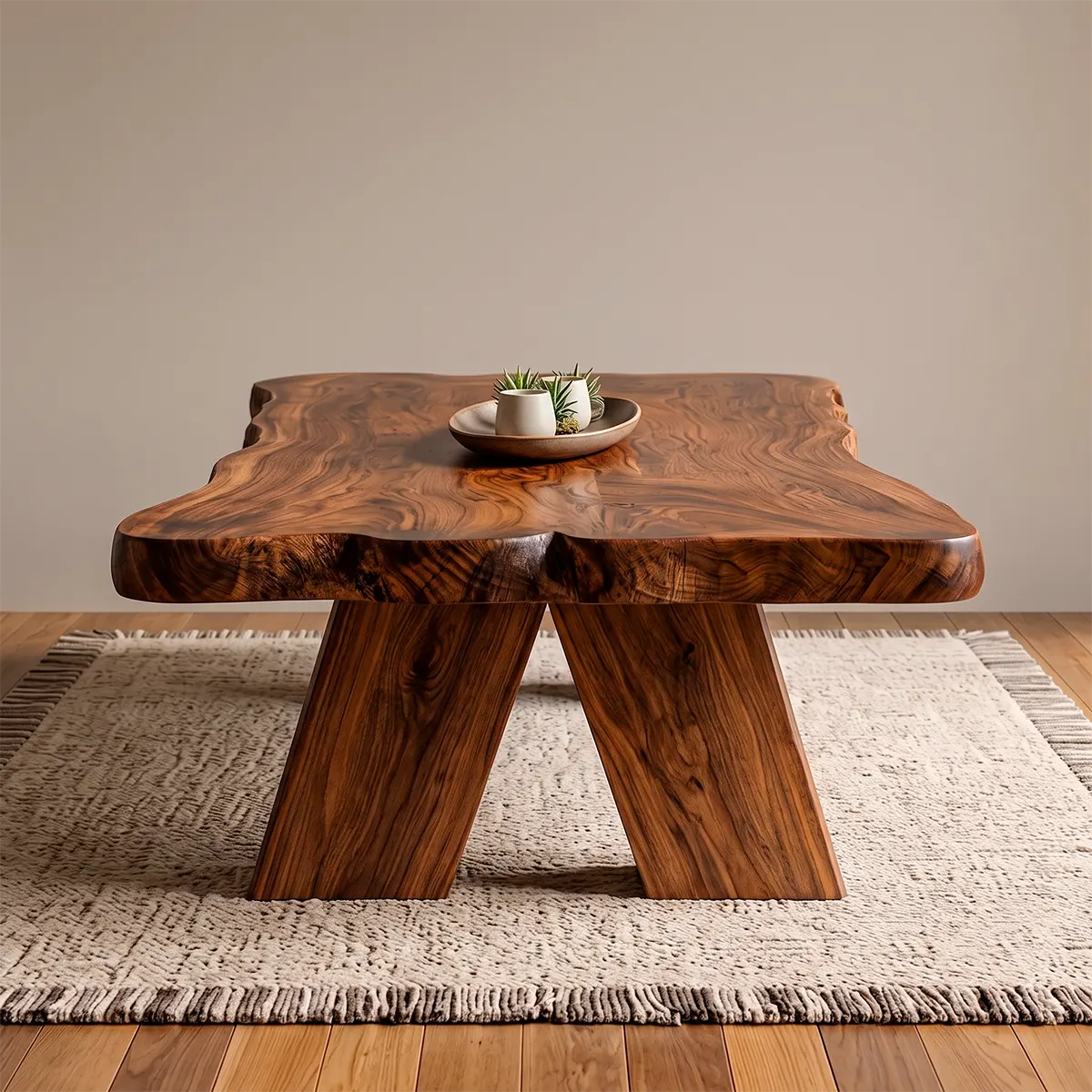 Live Edge Solid Wood Coffee Table | Handcrafted Natural Wood Center Table TT006-6055