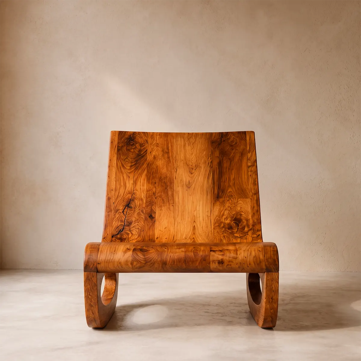 Sculptural Low Lounge Chair | Modern Organic Accent Chair with Open Loop Base