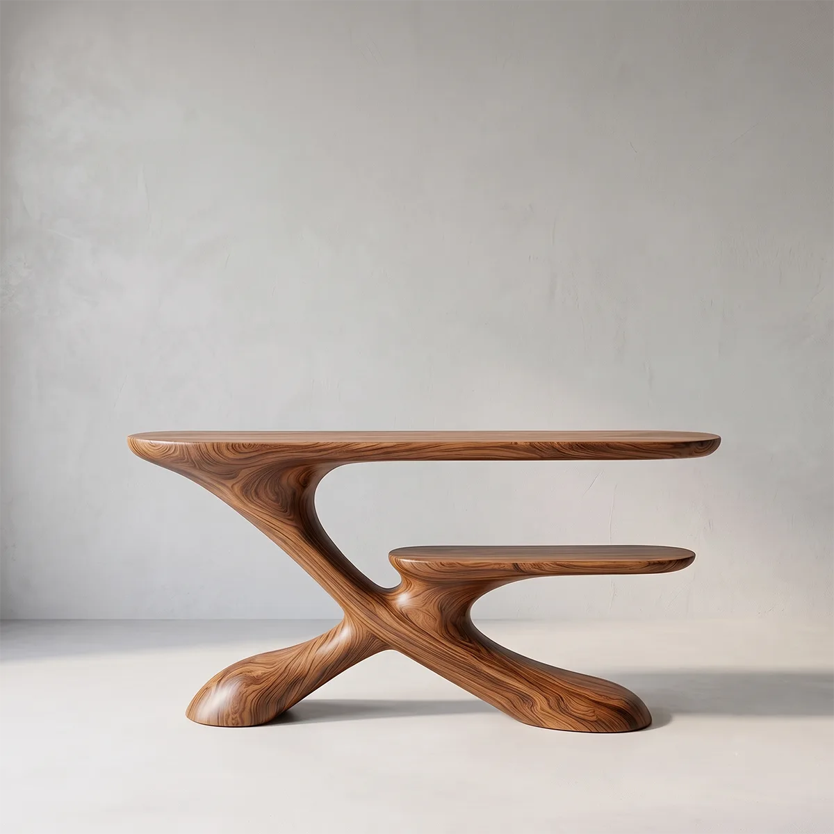 Sculptural Tiered Console Table | Organic Modern Entryway Table with Floating Curved Design TH003-4469