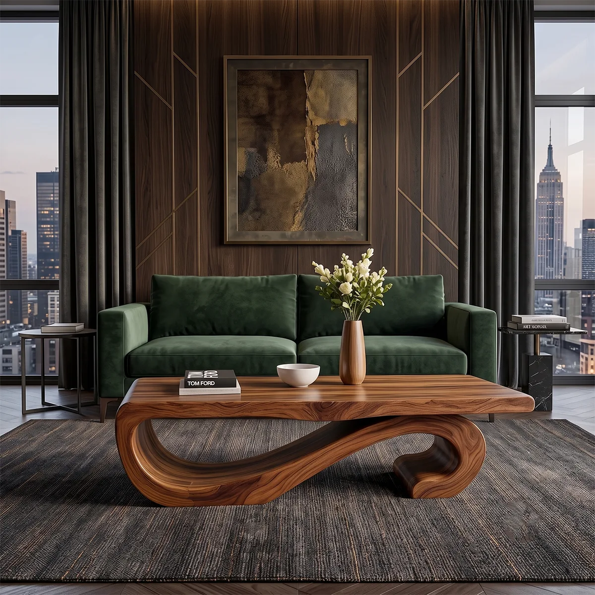 Sculptural Curved Coffee Table | Organic Modern Wave Living Room Center Table