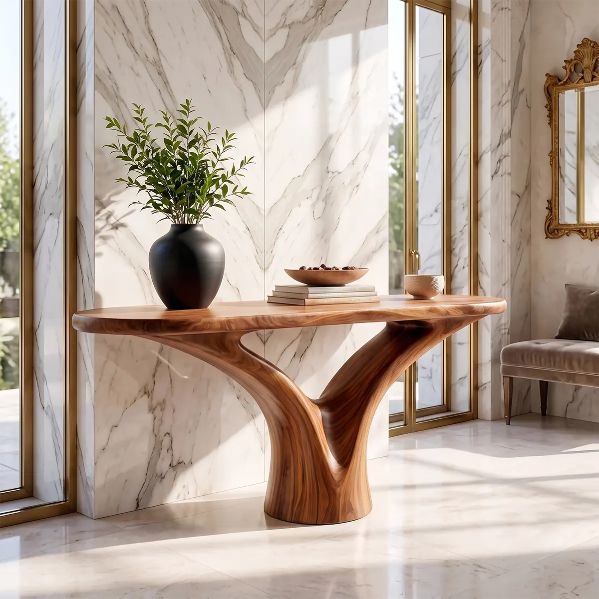 Modern Organic Console Table | Sculptural Entryway Console Table for Contemporary Home Decor TT006-7960