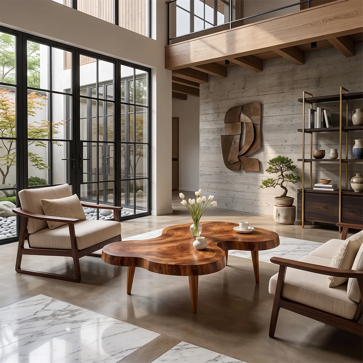 Freeform Coffee Table with Organic Shape | Sculptural Modern Living Room Center Table
