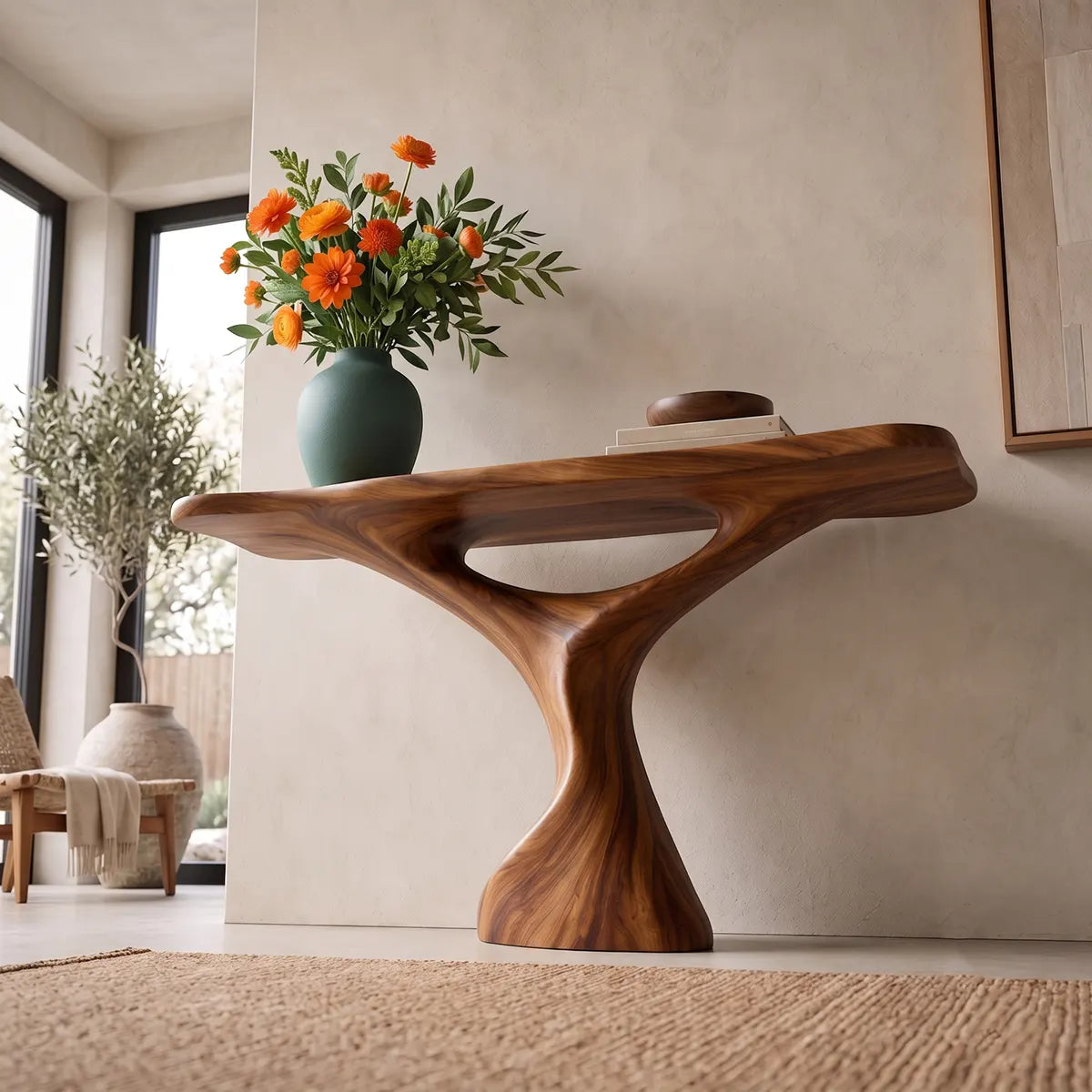 Sculptural Modern Console Table with Organic Curved Silhouette for Entryway & Living Room TT006-7778
