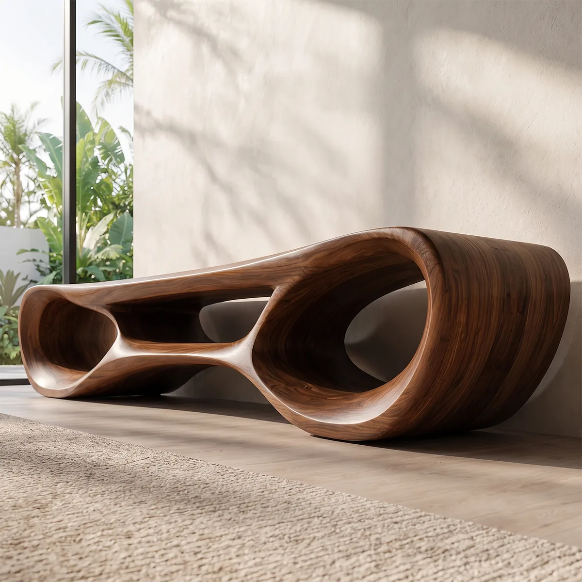 Organic Modern Sculptural TV Stand with Open Storage | Designer Media Console TT006-2PFI5LK