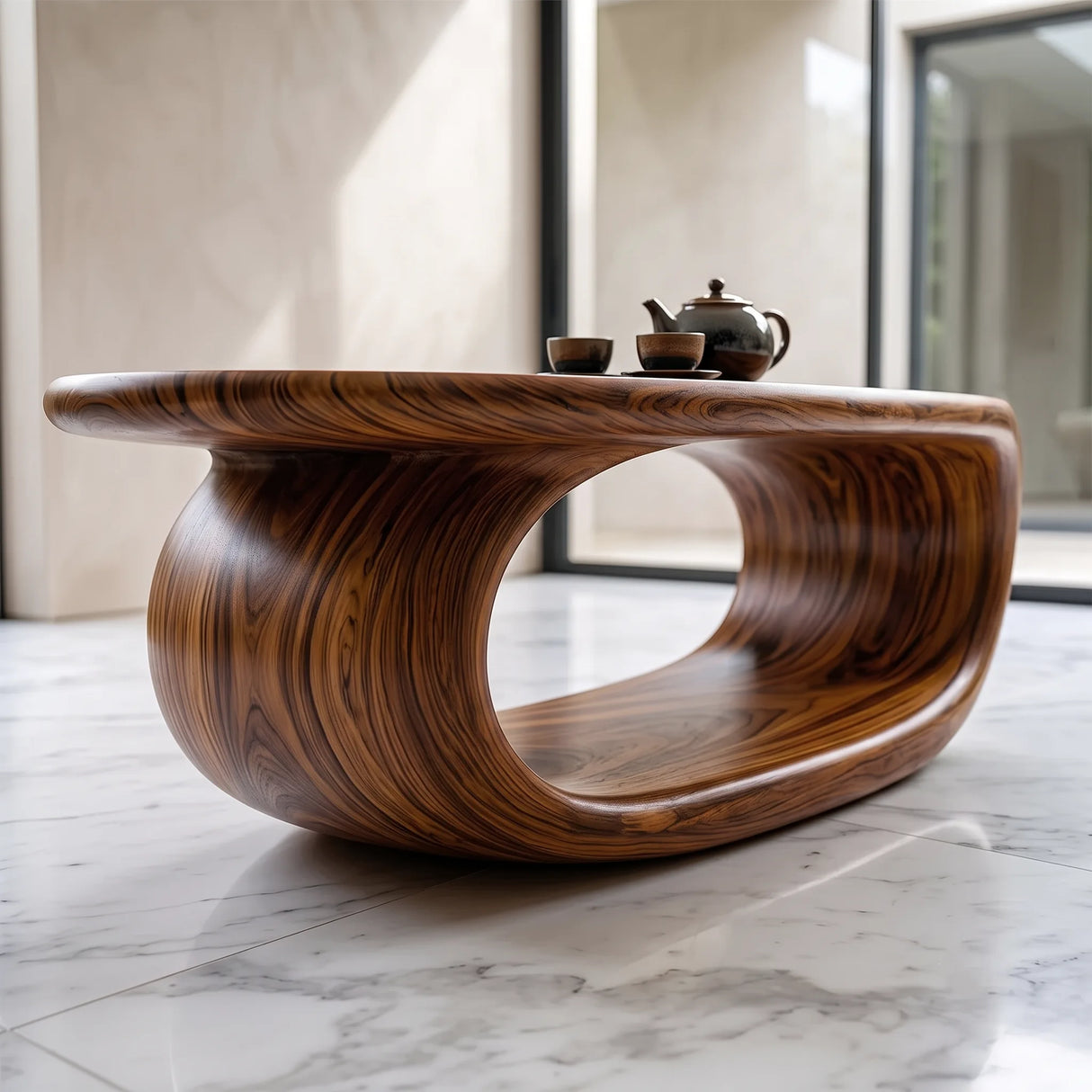 Modern Oval Coffee Table | Sculptural Open Base Center Table for Contemporary Living Room TH003-2681