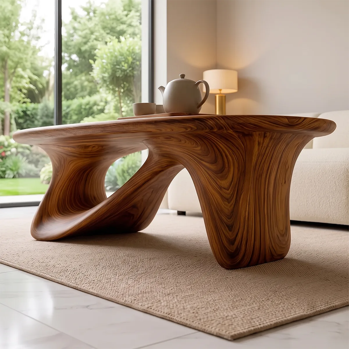 Organic Wave Coffee Table | Sculptural Oval Coffee Table for Modern Minimalist Living Room TH003-1206