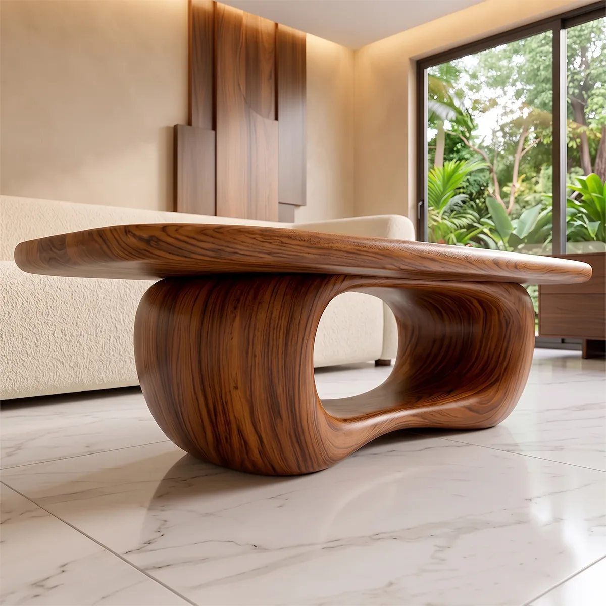 Modern Organic Coffee Table | Sculptural Rectangle Cocktail Table TH003-6677