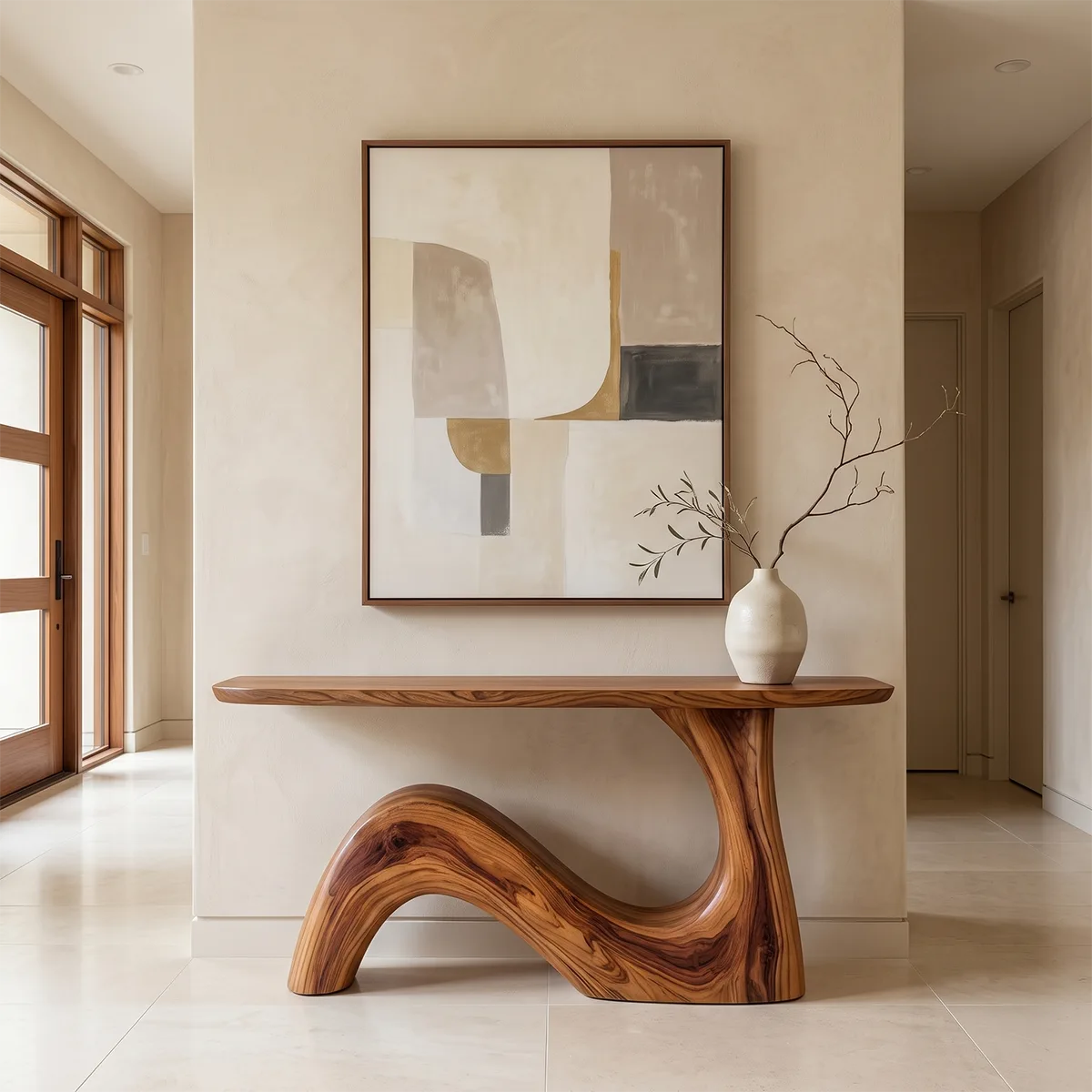 Organic Wave Console Table | Sculptural Entryway Console Table for Modern Hallway & Living Room TH003-5159