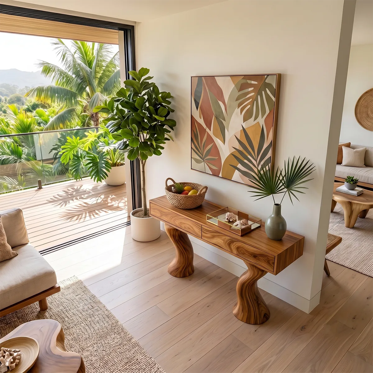 Modern Sculptural Console Table with Drawers | Organic Entryway Storage Console Table TH003-4892