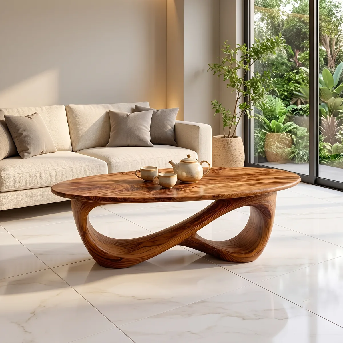 Modern Oval Coffee Table | Sculptural Organic Cocktail Table TH003-7031