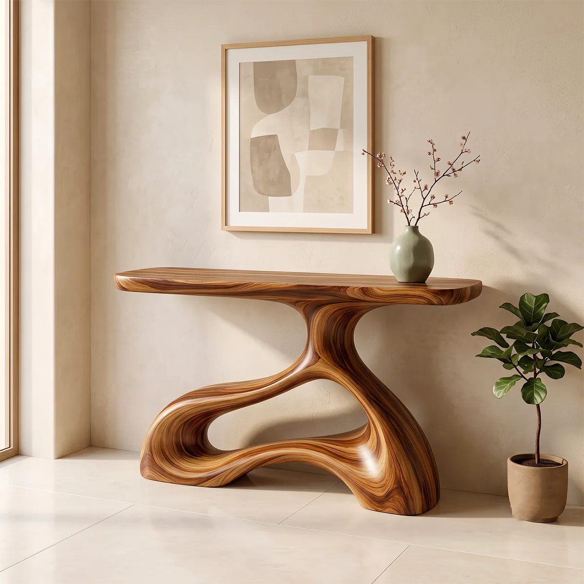 Organic Sculptural Console Table | Abstract Wave Console Table for Modern Entryway & Hallway TH003-3763