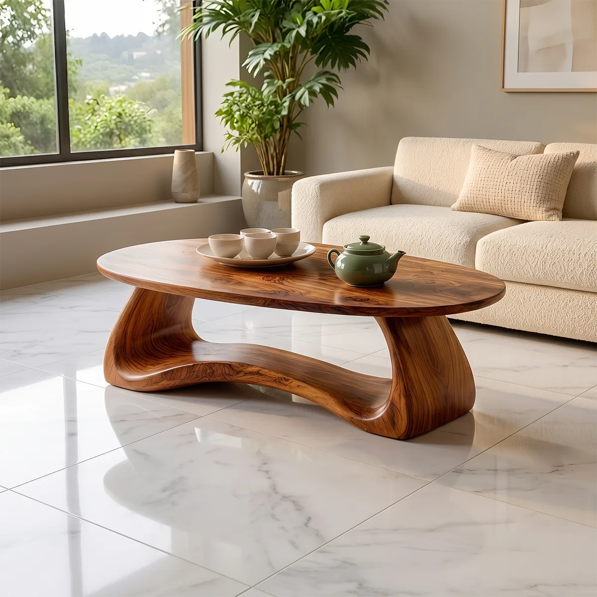 Modern Oval Coffee Table | Sculptural Organic Cocktail Table TH003-8246