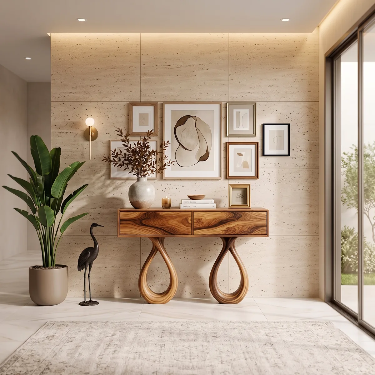 Modern Console Table with Drawers | Sculptural Entryway Console Table for Contemporary Homes TH003-6657