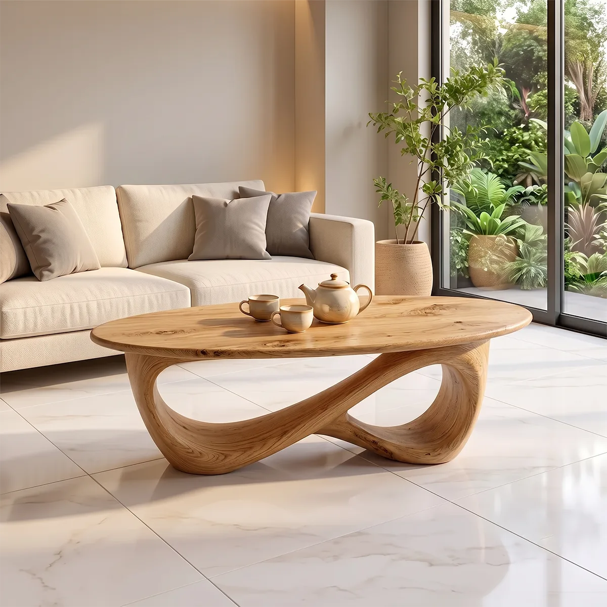 Modern Oval Coffee Table | Sculptural Organic Cocktail Table TH003-7031