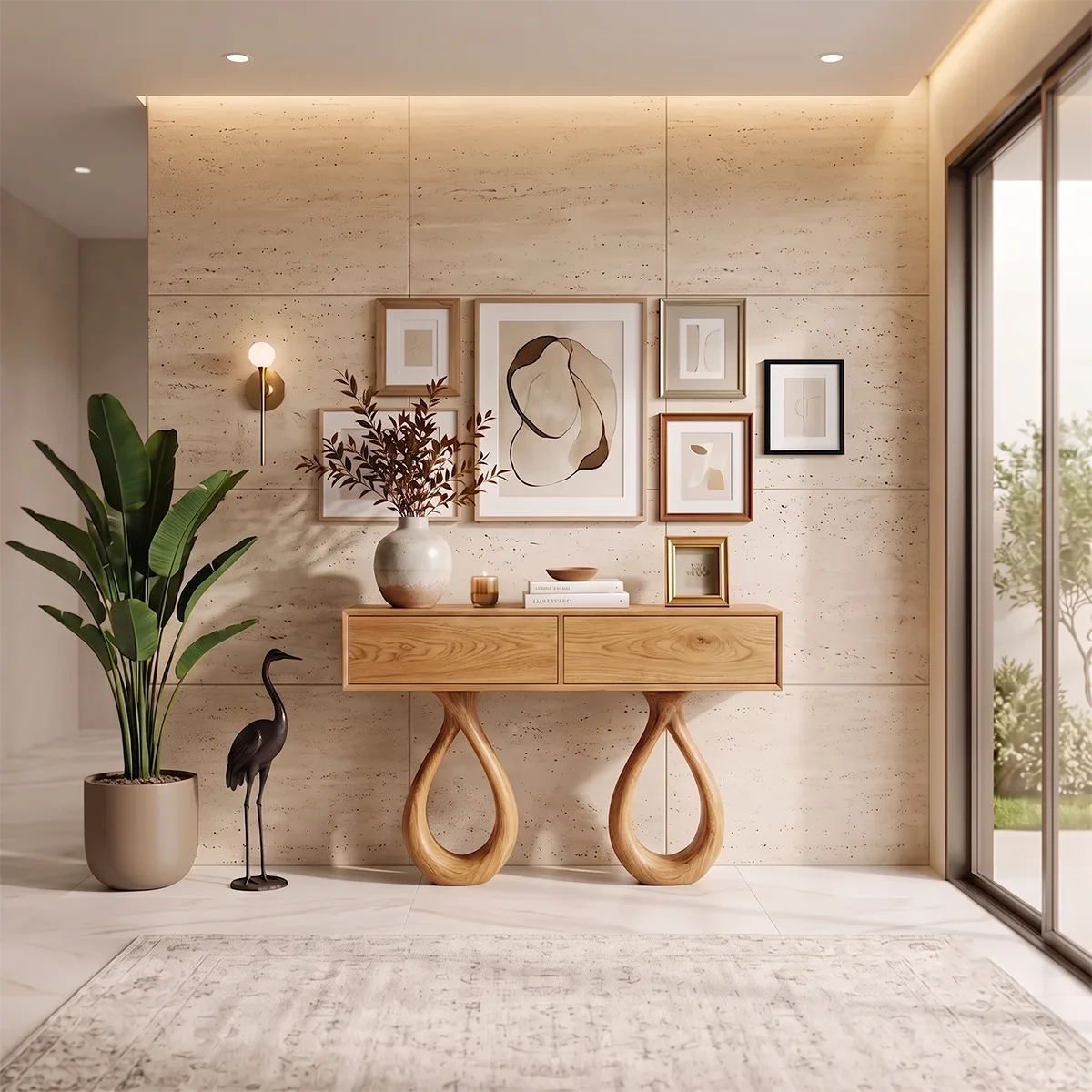Modern Console Table with Drawers | Sculptural Entryway Console Table for Contemporary Homes TH003-6657