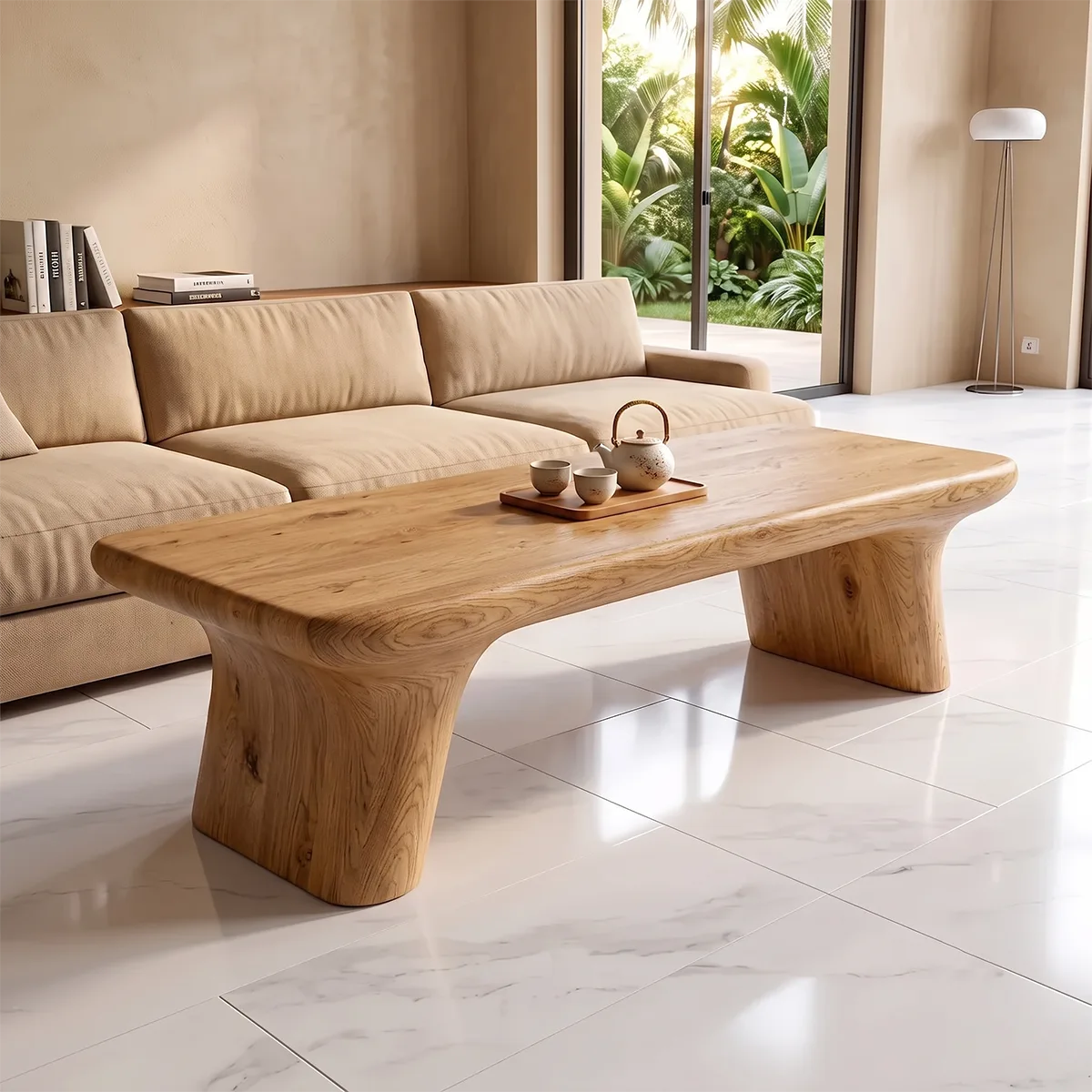 Modern Organic Coffee Table | Minimalist Sculptural Center Table for Contemporary Living Room TH003-9709
