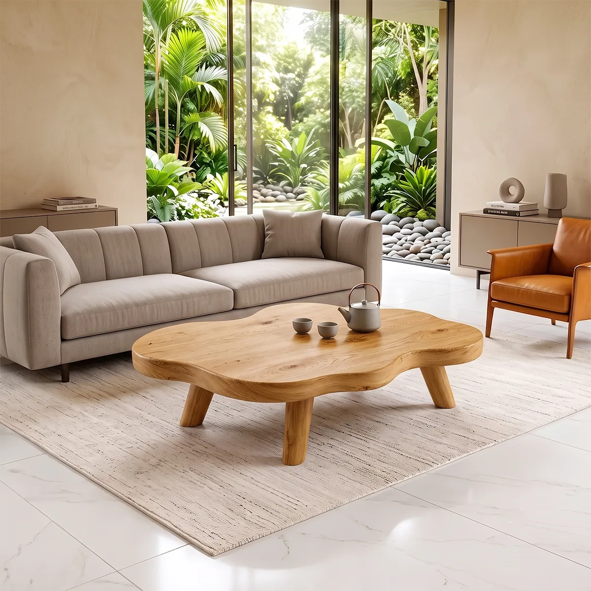 Organic Cloud Coffee Table | Modern Freeform Coffee Table for Minimalist Living Room TH003-9084