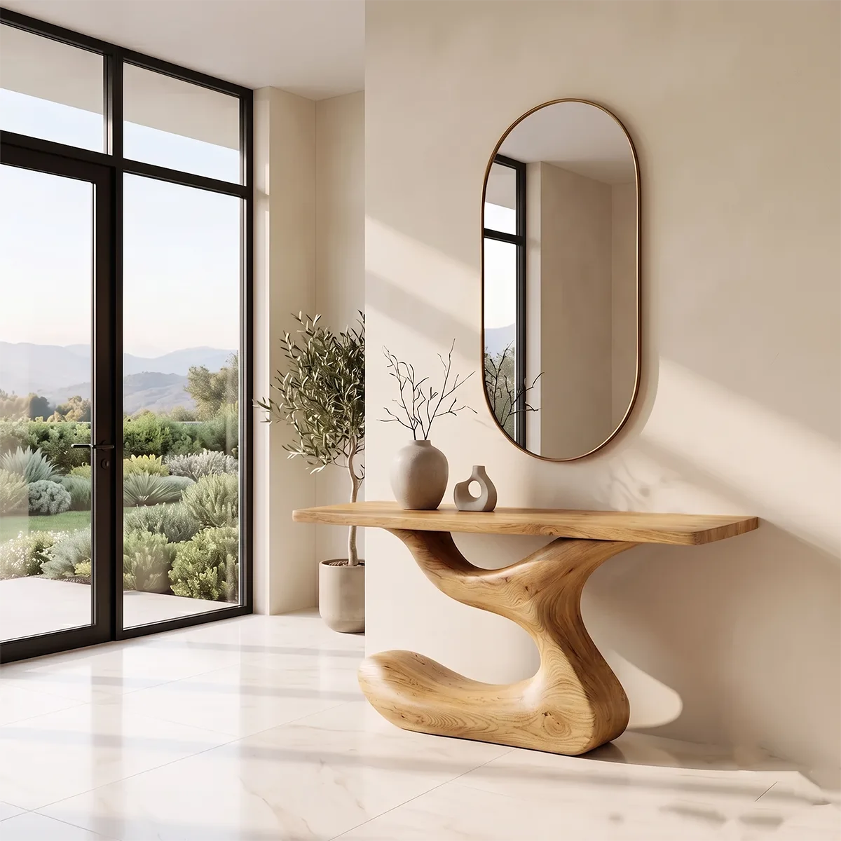 Modern Sculptural Console Table | Organic Entryway Console Table for Contemporary Living Spaces TH003-2542