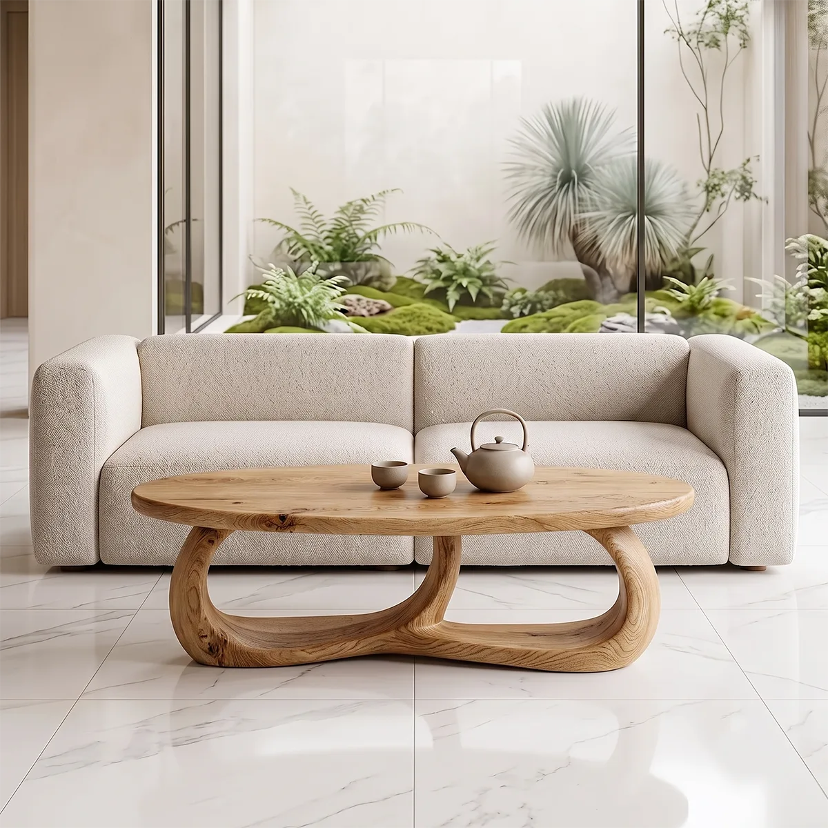 Modern Oval Coffee Table | Sculptural Organic Center Table for Living Room TH003-5584