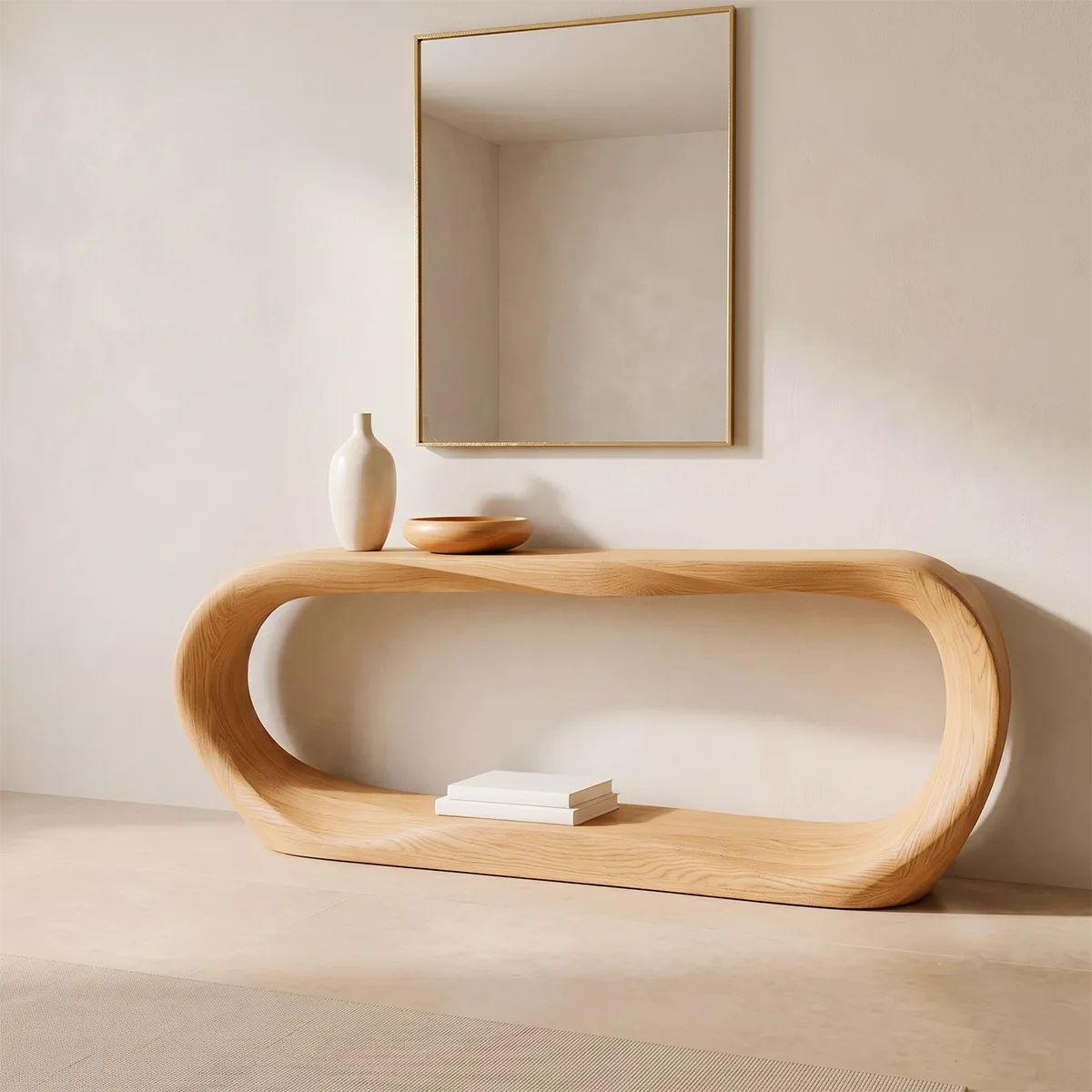 Organic Loop Console Table with Open Display Shelf for Modern Entryway & Living Room TT006-3584