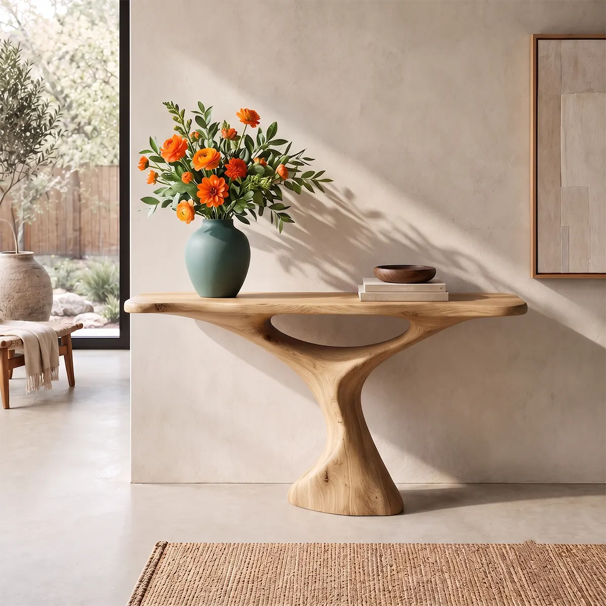 Sculptural Modern Console Table with Organic Curved Silhouette for Entryway & Living Room TT006-7778