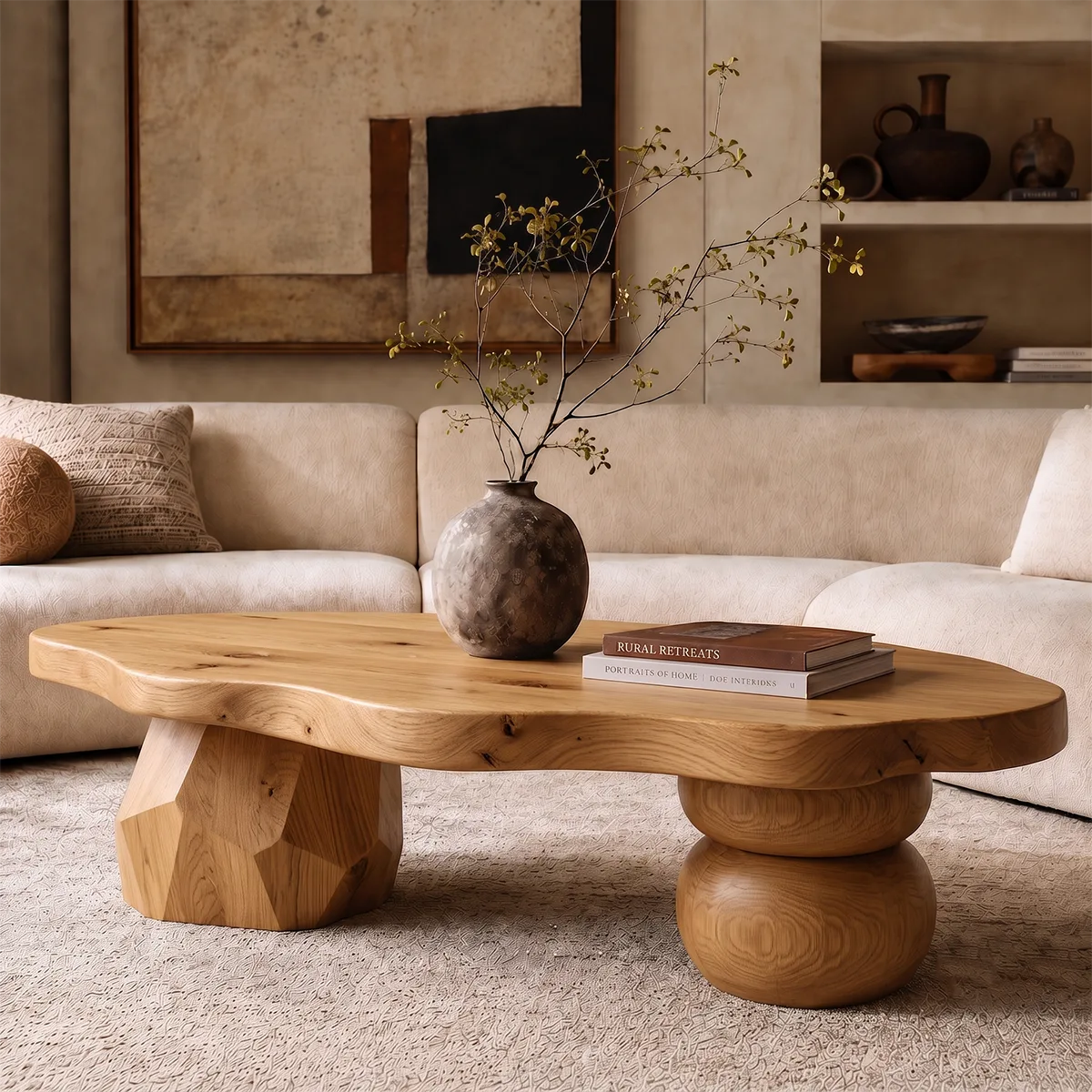 Sculptural Coffee Table with Mixed Artistic Legs | Organic Modern Statement Center Table