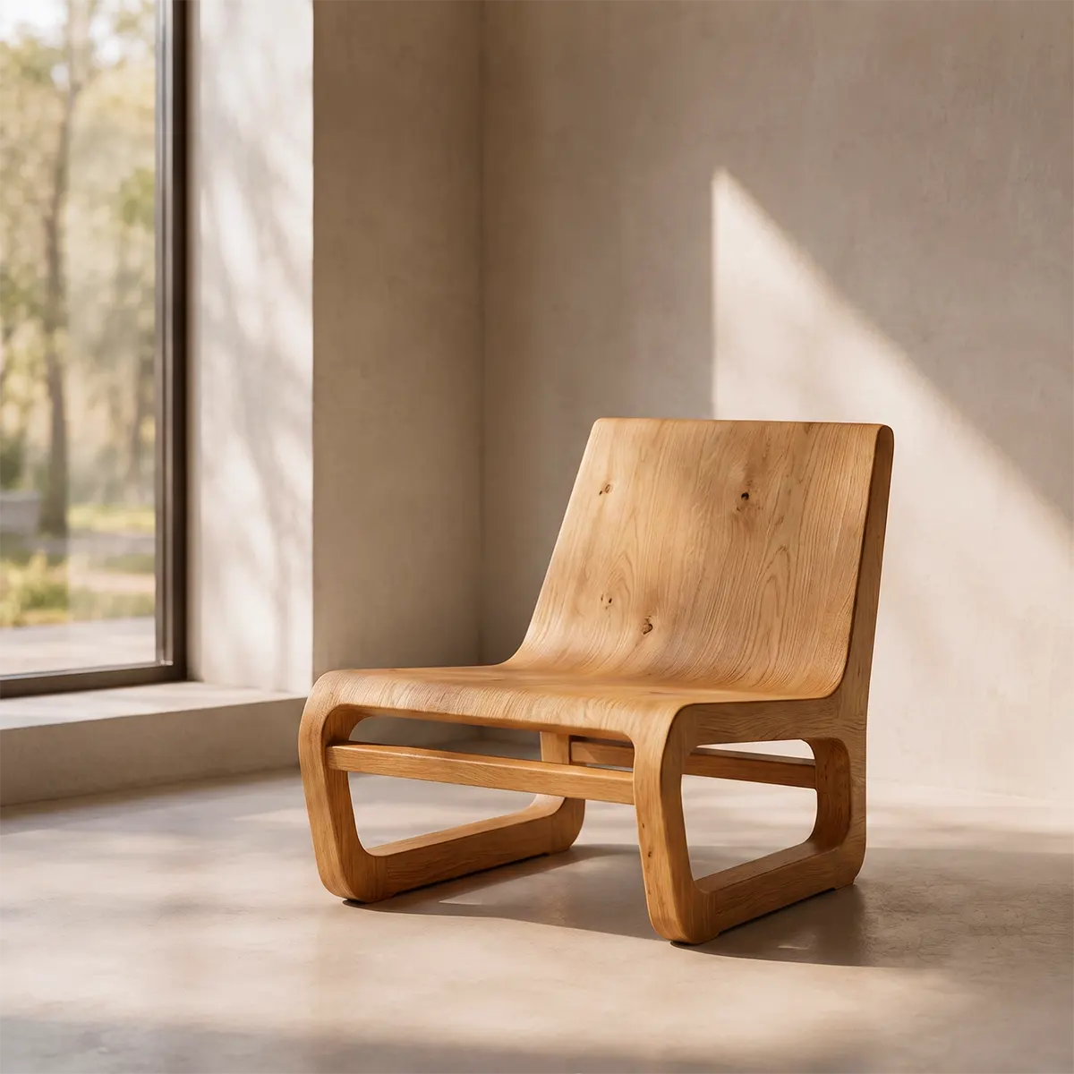 Sculptural Curved Lounge Chair | Modern Organic Low Profile Accent Chair