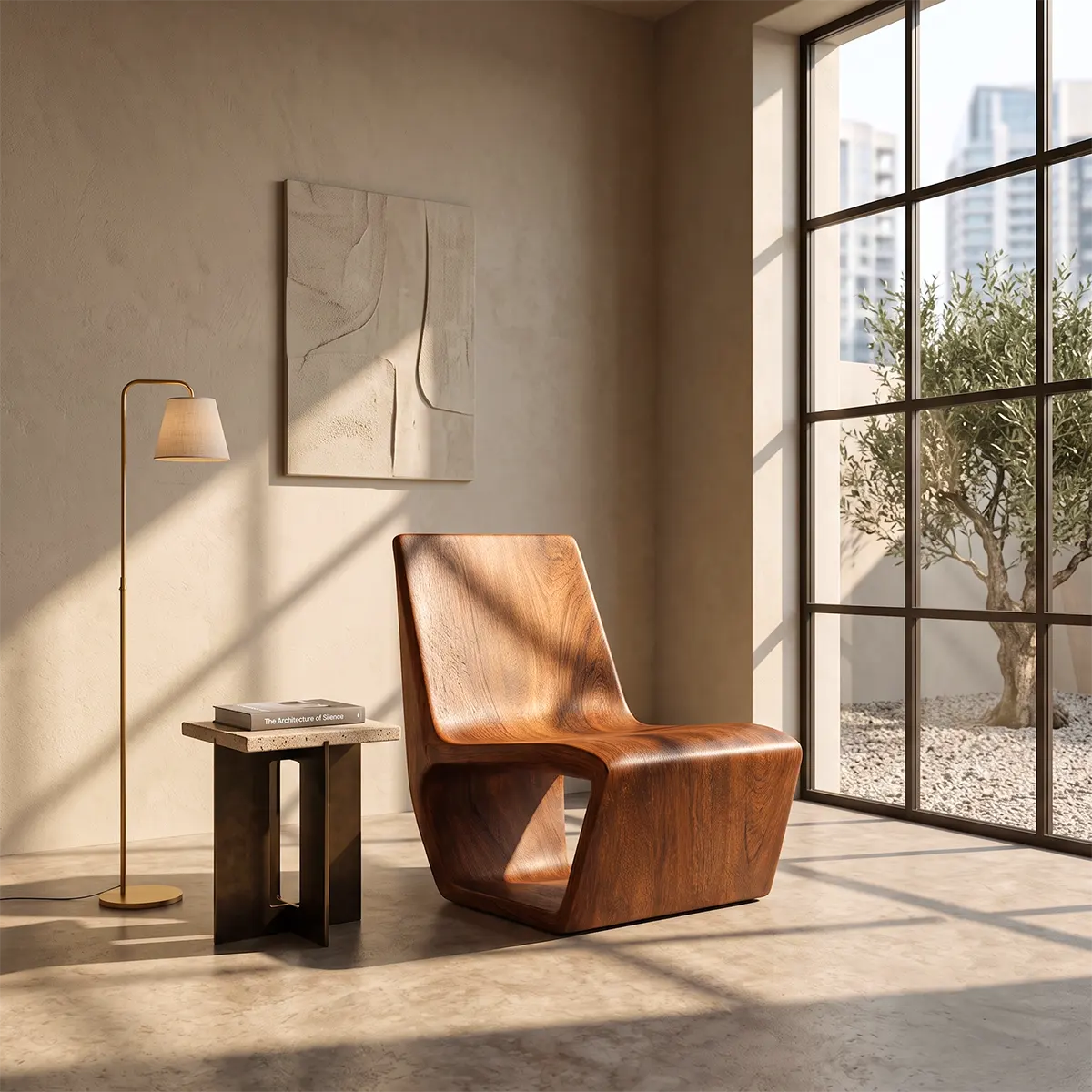 Sculptural Armless Lounge Chair | Modern Low Profile Accent Chair