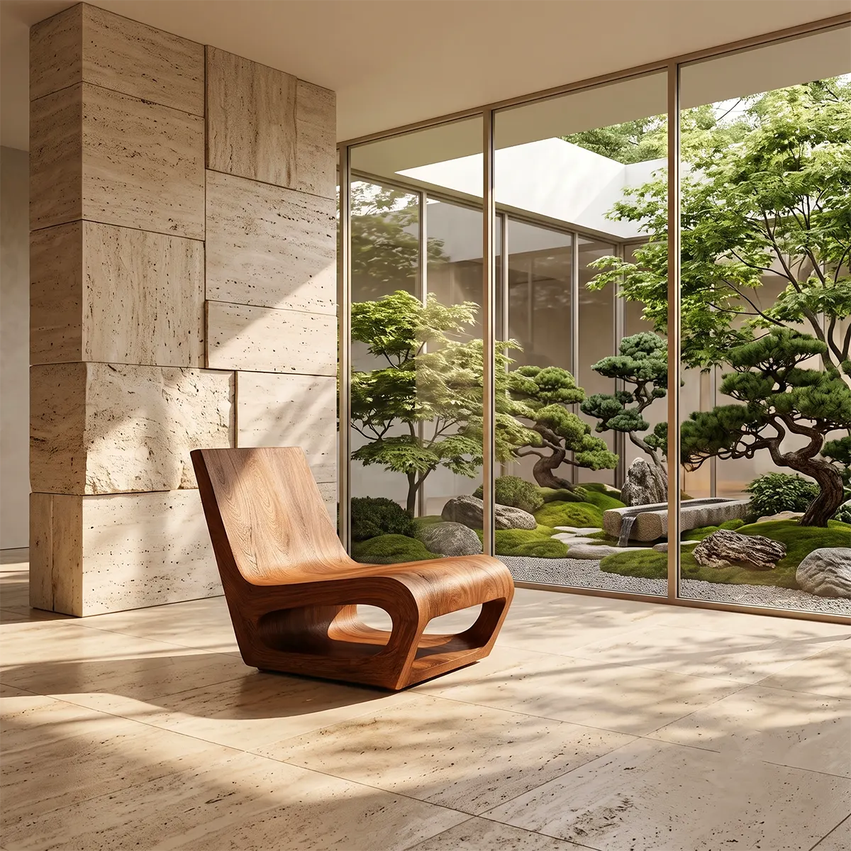 Modern Sculptural Lounge Chair | Curved Armless Accent Chair for Living Room & Reading Corner