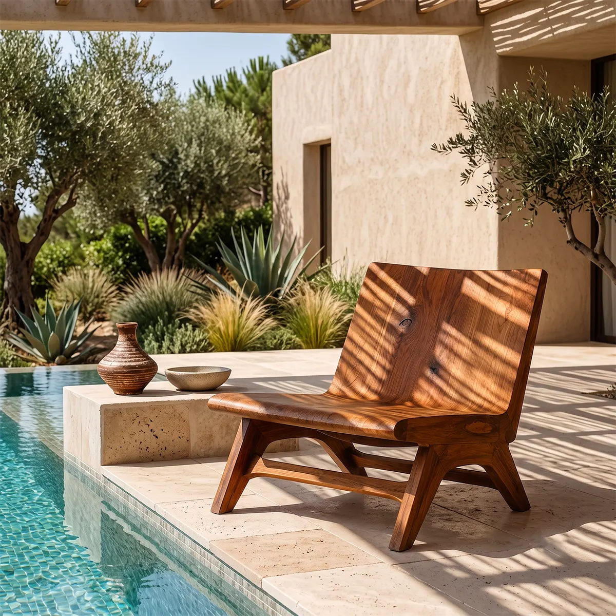 Sculptural Armless Lounge Chair | Modern Organic Accent Chair with Open Frame Base