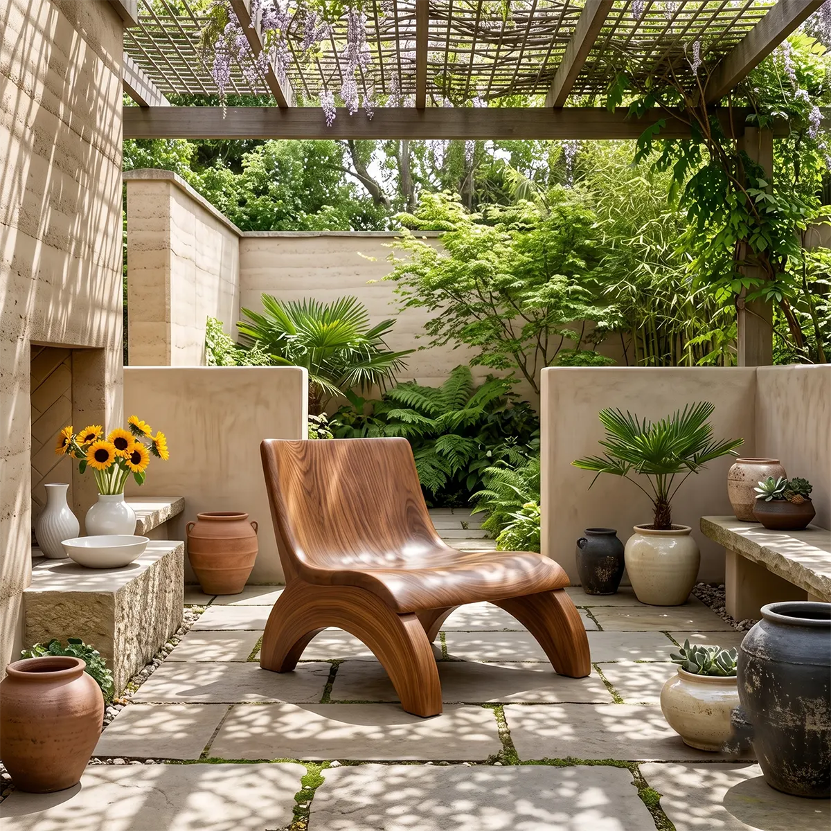 Sculptural Curved Lounge Chair with Arched Legs | Organic Modern Accent Chair
