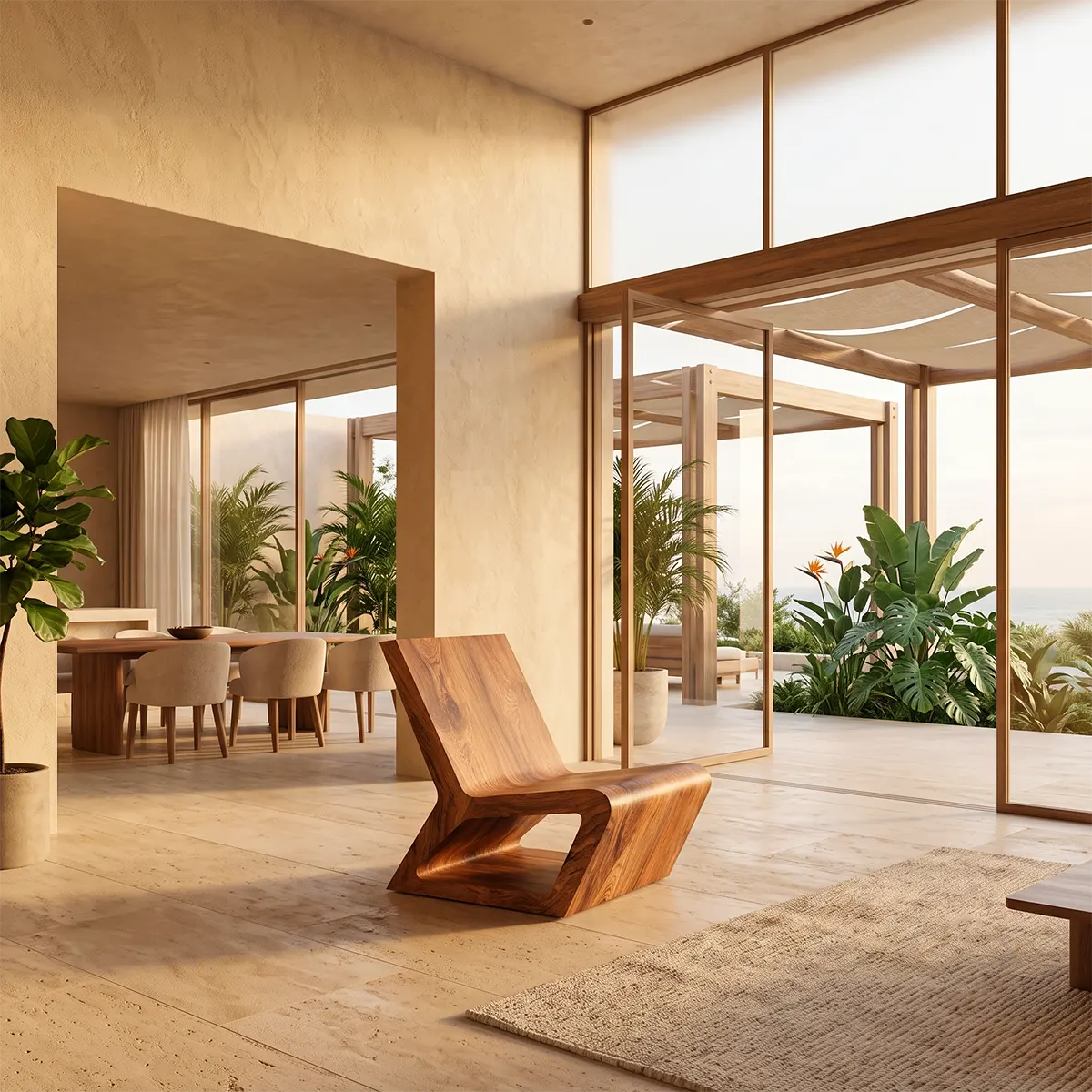 Sculptural Armless Lounge Chair | Modern Curved Accent Chair for Living Room & Reading Space