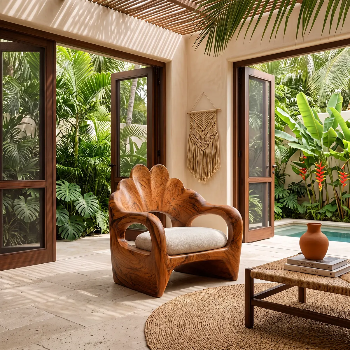 Sculptural Flower Back Armchair | Organic Curved Lounge Chair for Modern Interiors