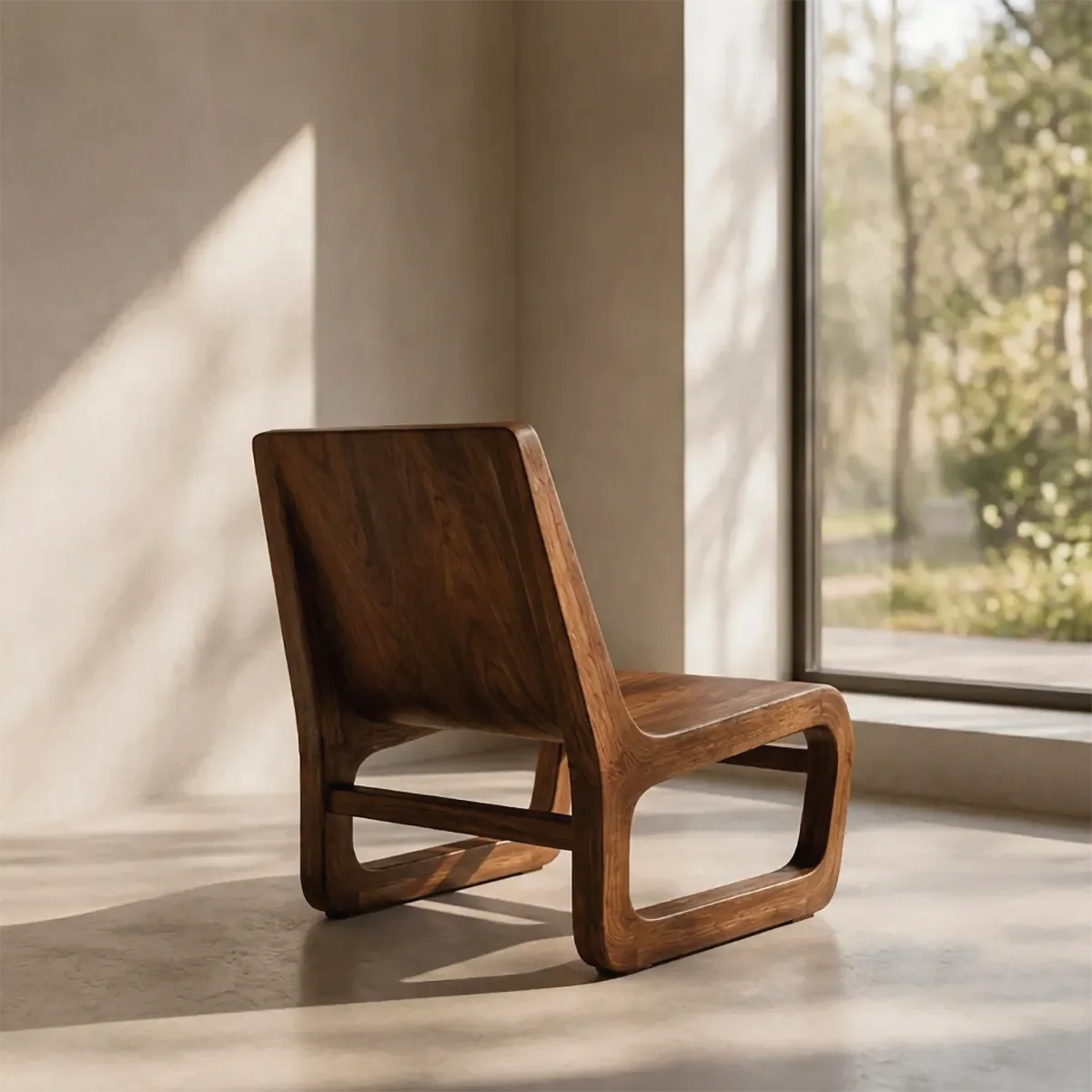 Sculptural Curved Lounge Chair | Modern Organic Low Profile Accent Chair