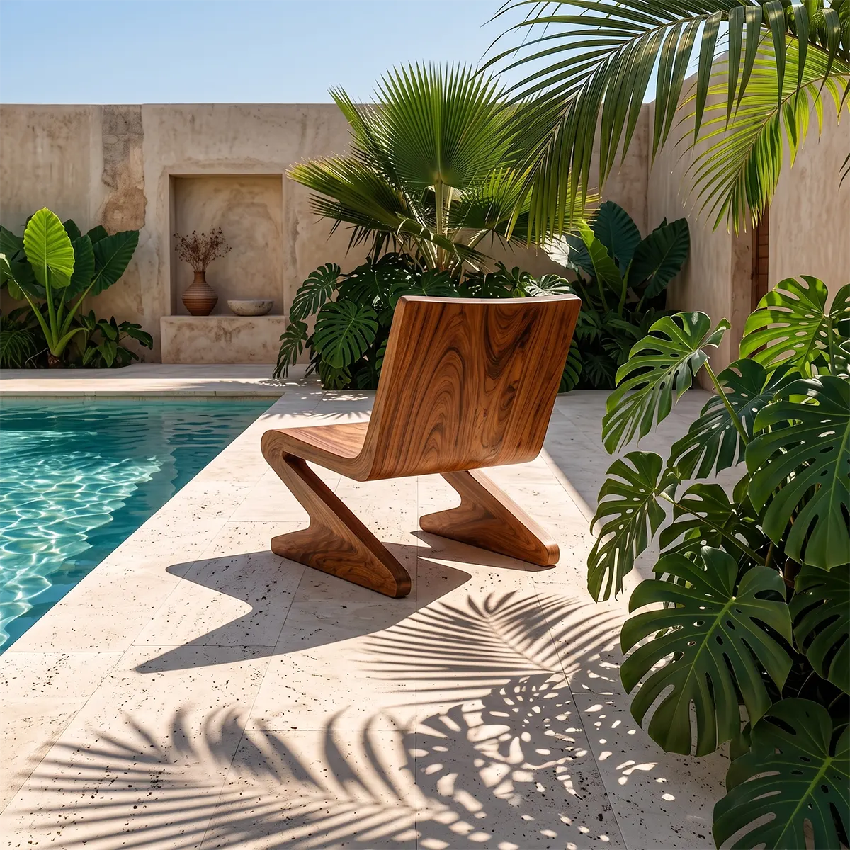 Sculptural Z-Frame Lounge Chair | Modern Low Profile Armless Accent Chair