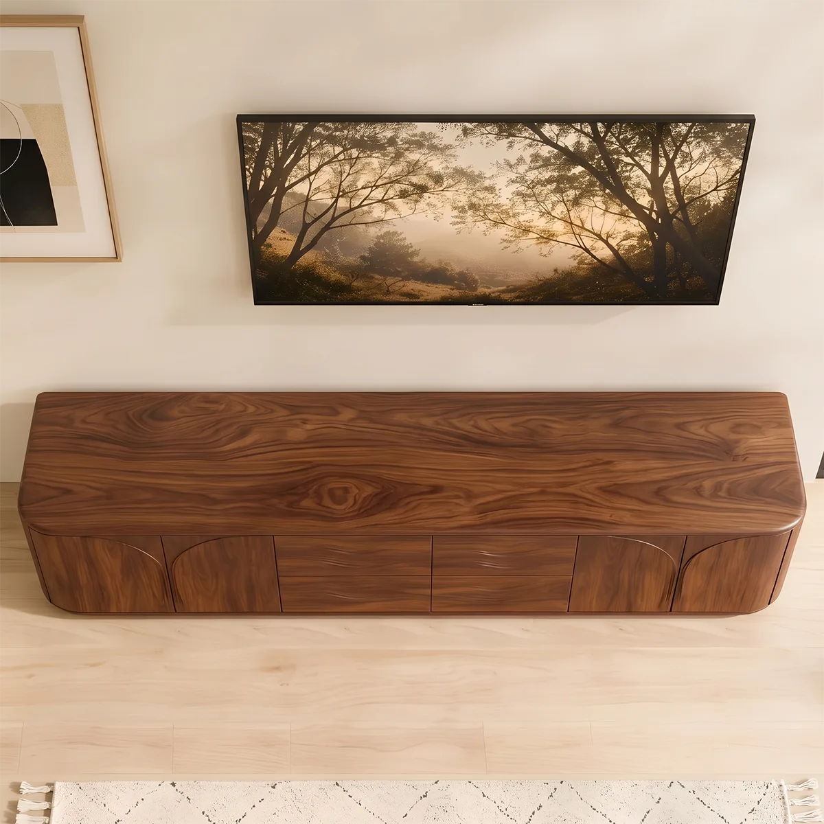 Modern TV Stand with 2 Side Cabinets & 4 Center Drawers TT006-8JEV2FS