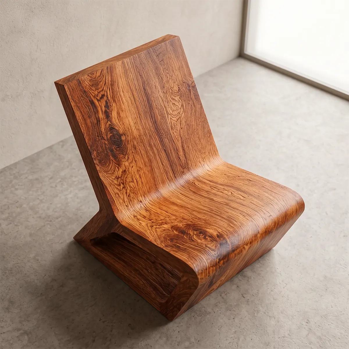 Sculptural Armless Lounge Chair | Modern Curved Accent Chair for Living Room & Reading Space