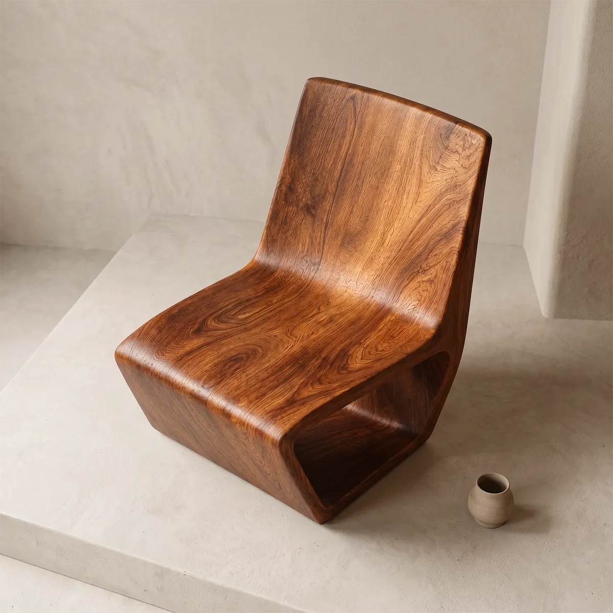 Sculptural Armless Lounge Chair | Modern Low Profile Accent Chair
