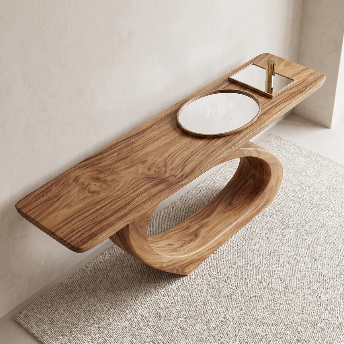 Organic Sculptural Console Table with Asymmetrical Loop Base for Modern Entryway TT006-2617