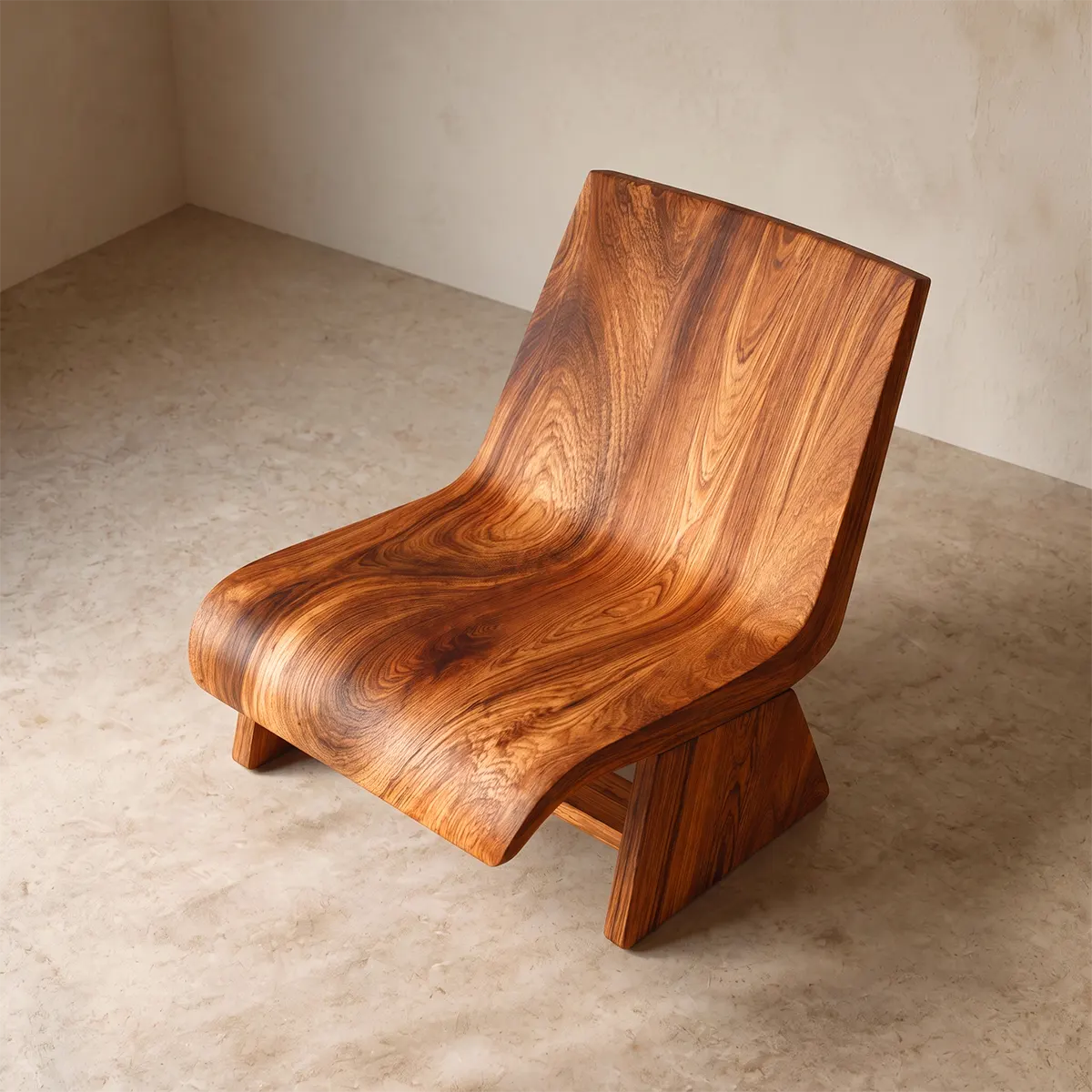 Sculptural Curved Lounge Chair | Modern Minimalist Low Profile Accent Chair