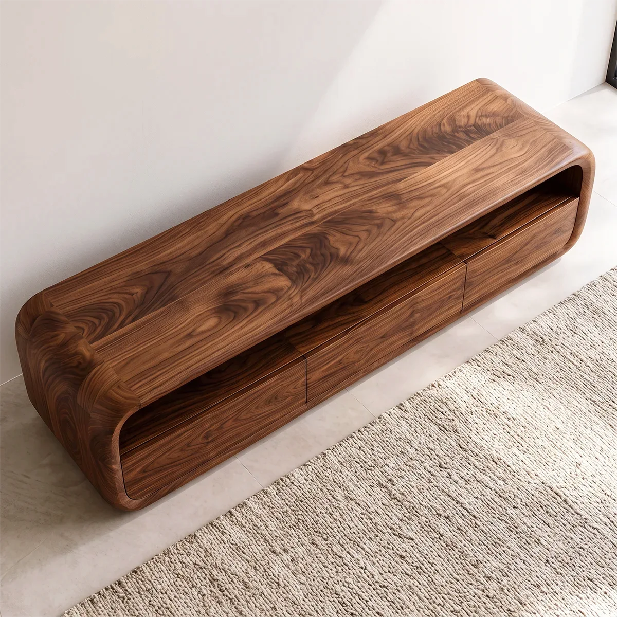 Modern TV Stand with Open Shelf & 3 Drawers | Contemporary Media Console TT006-5GKM4CV