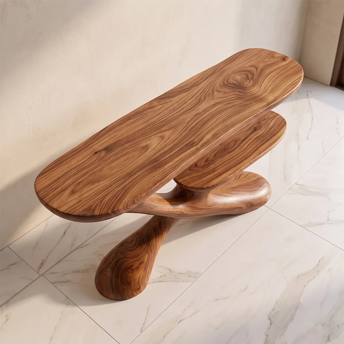 Sculptural Tiered Console Table | Organic Modern Entryway Table with Floating Curved Design TH003-4469