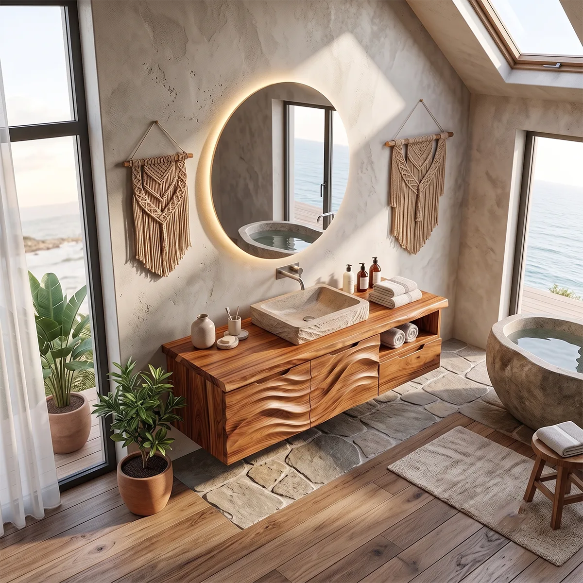 Modern Floating Bathroom Vanity with Double-Door Cabinet, Open Shelf & Drawer TH003-2JXN8GE