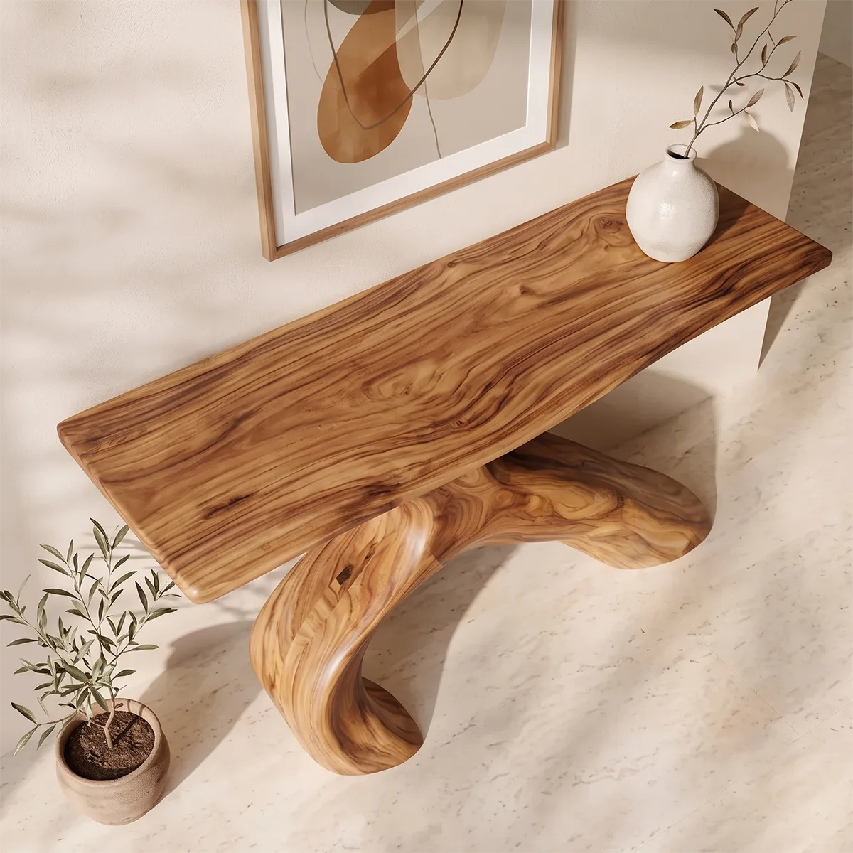 Modern Organic Console Table | Sculptural Asymmetrical Entryway Console Table TH003-3100