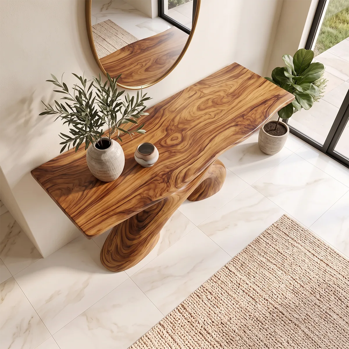 Modern Organic Console Table | Sculptural Open Base Entryway Console Table TH003-5751