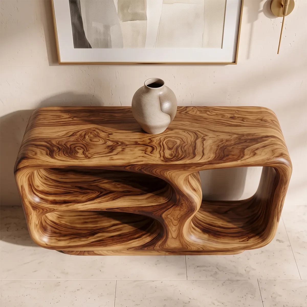 Organic Sculptural Console Table | Open Shelf Console Table for Modern Entryway & Living Room TH003-4197