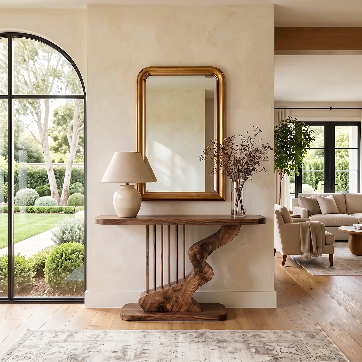 Modern Sculptural Console Table | Wave Base Entryway Console Table for Contemporary Interiors TH003-9045