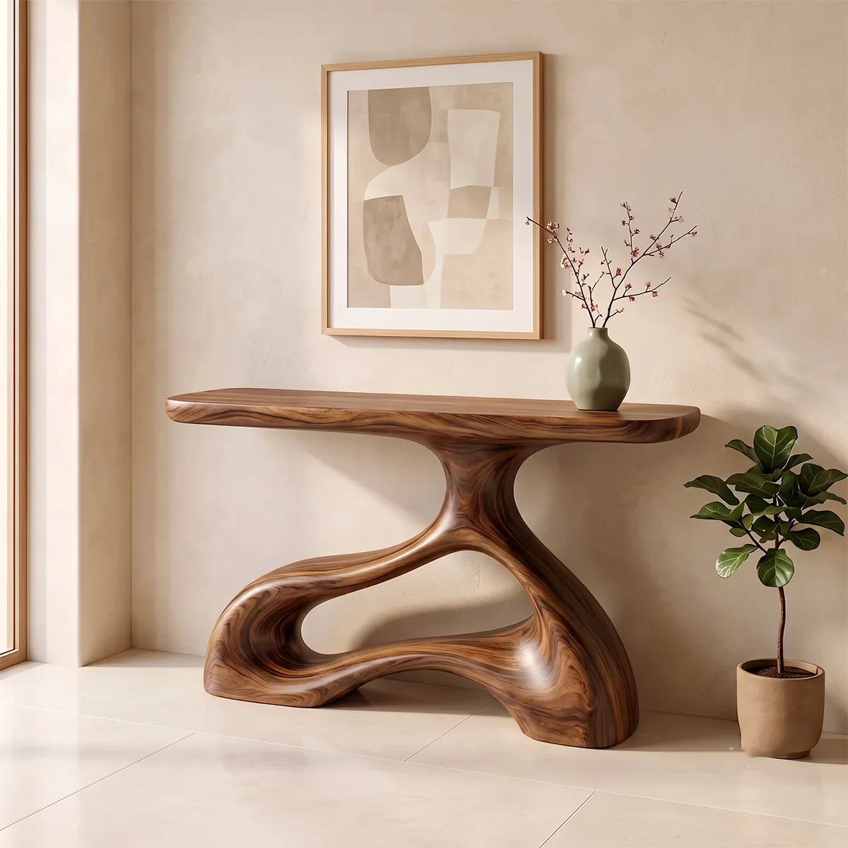 Organic Sculptural Console Table | Abstract Wave Console Table for Modern Entryway & Hallway TH003-3763